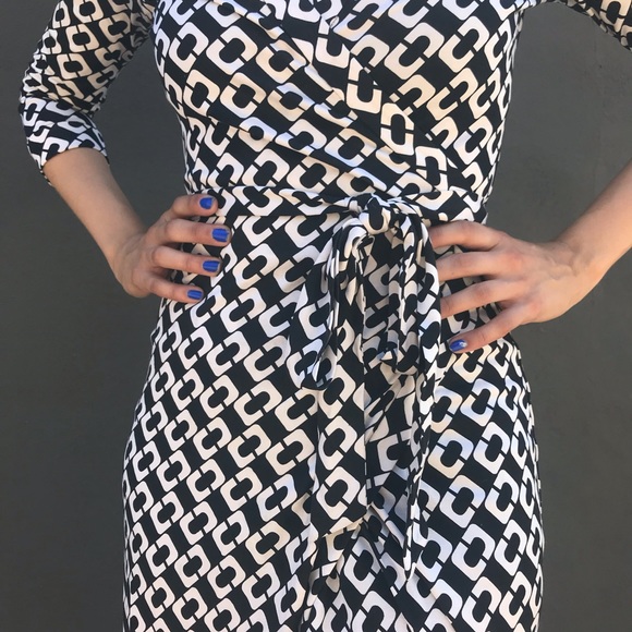 DVF Abigail Chain Link Silk Wrap Dress